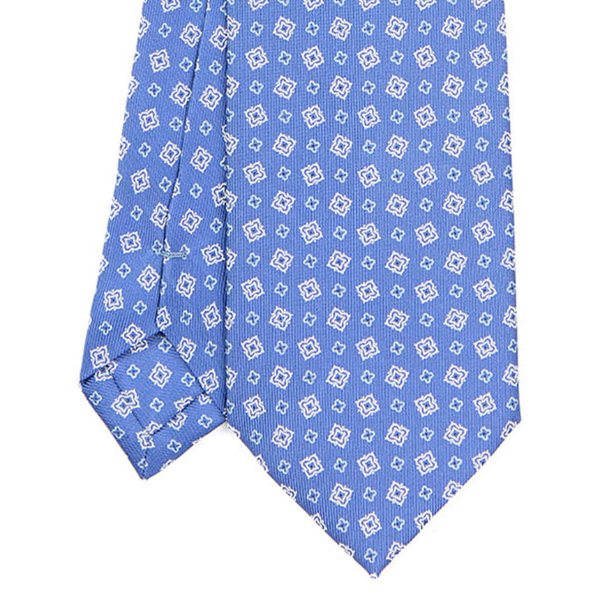 POWDER BLUE EXTRA LONG PRINTED SILK TIE