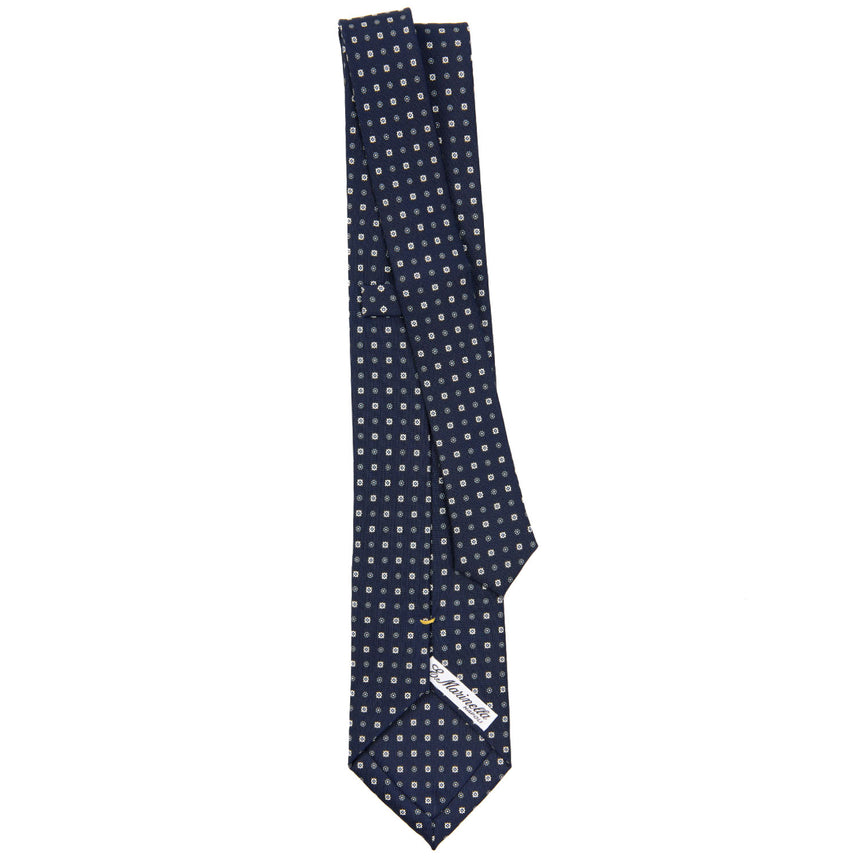 CRAVATTA EXTRA LONG IN SETA STAMPATA BLU SCURO