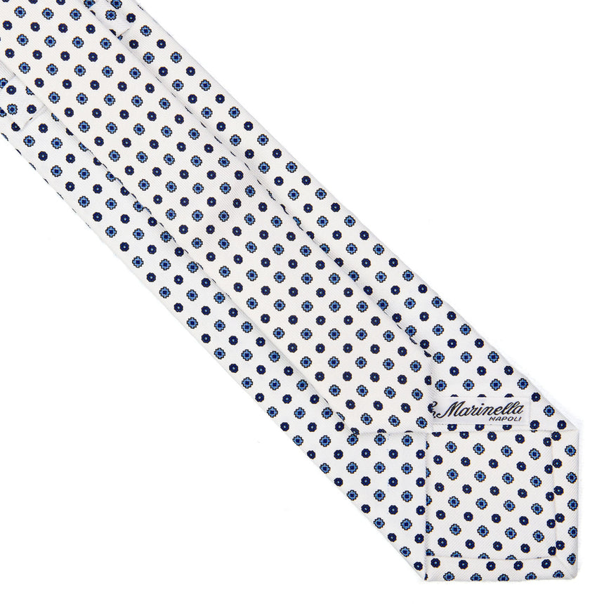 CRAVATTA EXTRA LONG IN SETA STAMPATA BIANCA
