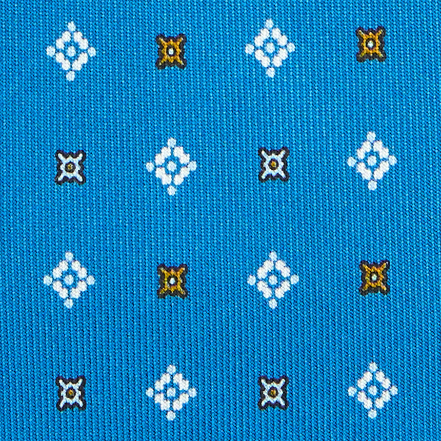 MID BLUE EXTRA LONG PRINTED SILK TIE
