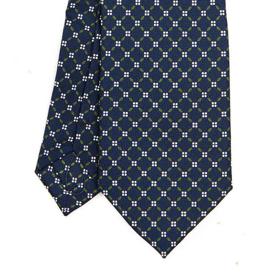 CRAVATTA EXTRA LONG IN SETA STAMPATA BLU SCURO