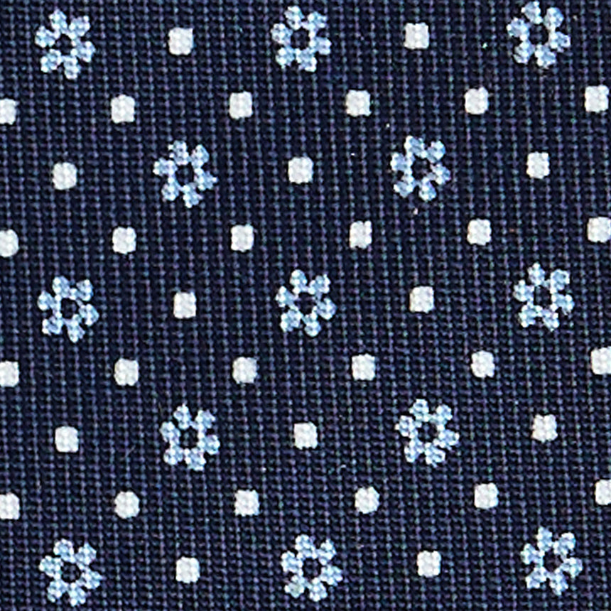 CRAVATTA EXTRA LONG IN SETA STAMPATA BLU SCURO