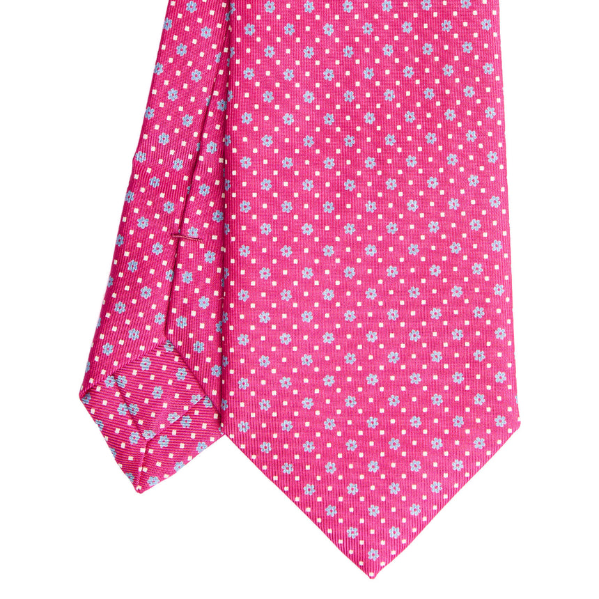 CRAVATTA EXTRA LONG IN SETA STAMPATA FUCSIA