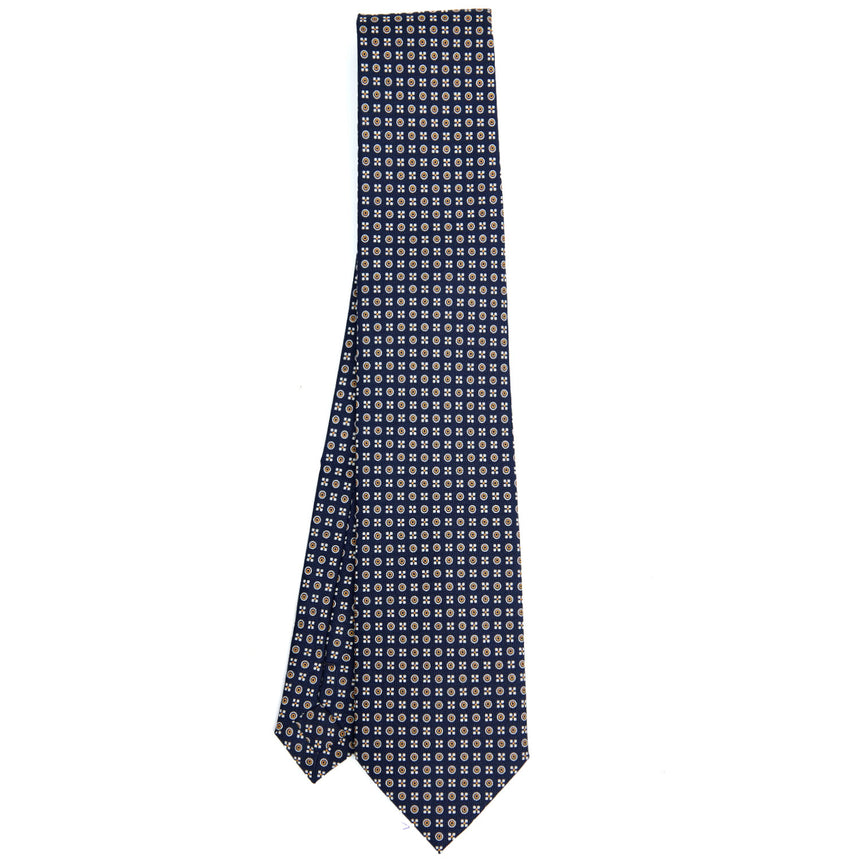 CRAVATTA EXTRA LONG IN SETA STAMPATA BLU SCURO
