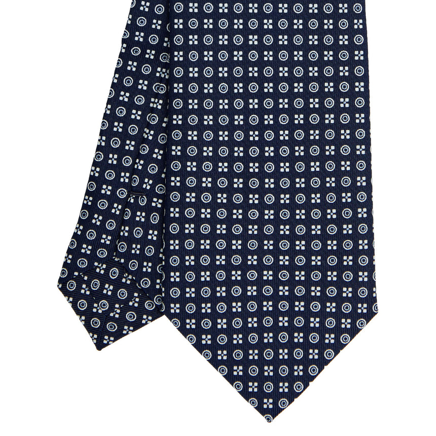 CRAVATTA EXTRA LONG IN SETA STAMPATA BLU SCURO