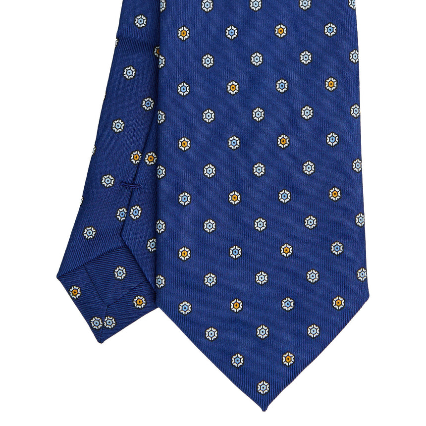 CRAVATTA EXTRA LONG IN SETA STAMPATA BLU