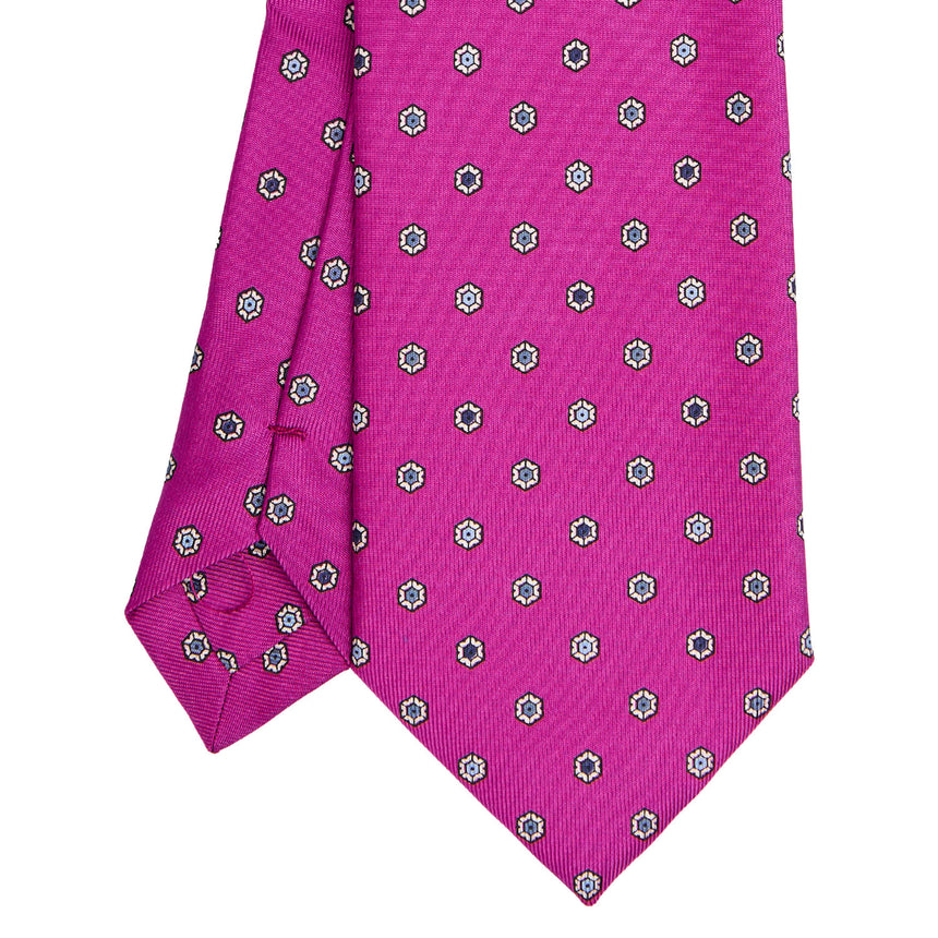 CRAVATTA EXTRA LONG IN SETA STAMPATA FUCSIA