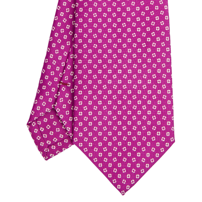 CRAVATTA EXTRA LONG IN SETA STAMPATA FUCSIA