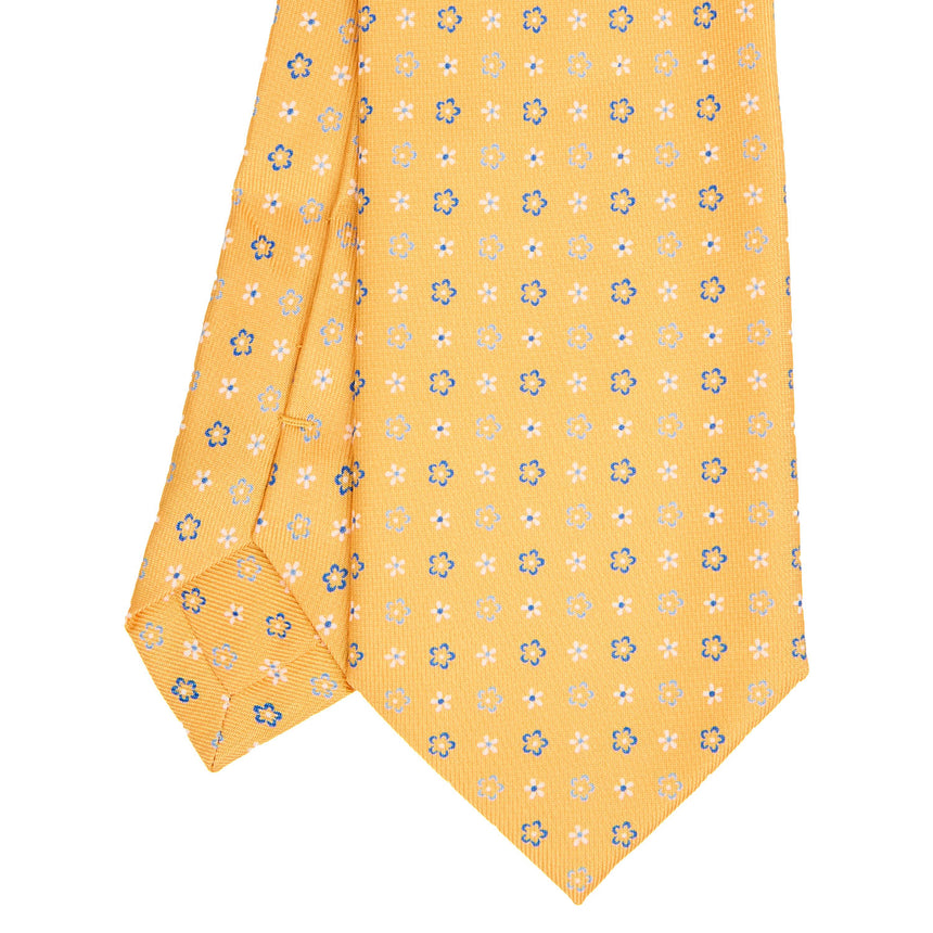 YELLOW EXTRA LONG PRINTED SILK TIE