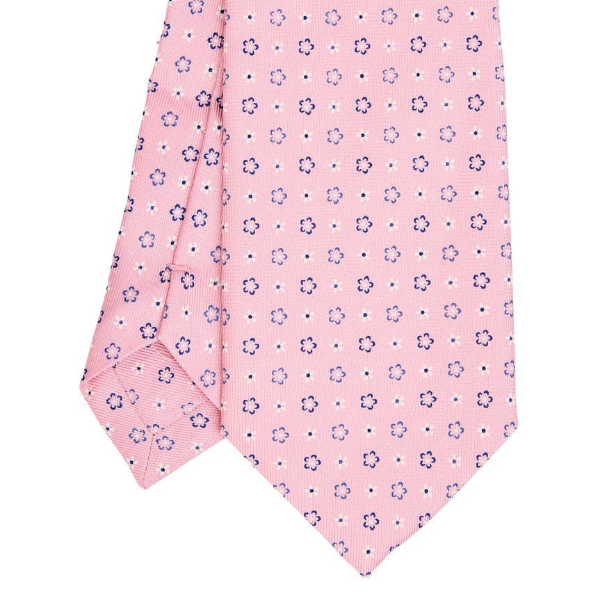 CRAVATTA EXTRA LONG IN SETA STAMPATA ROSA