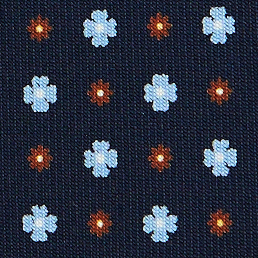 CRAVATTA EXTRA LONG IN SETA STAMPATA BLU SCURO