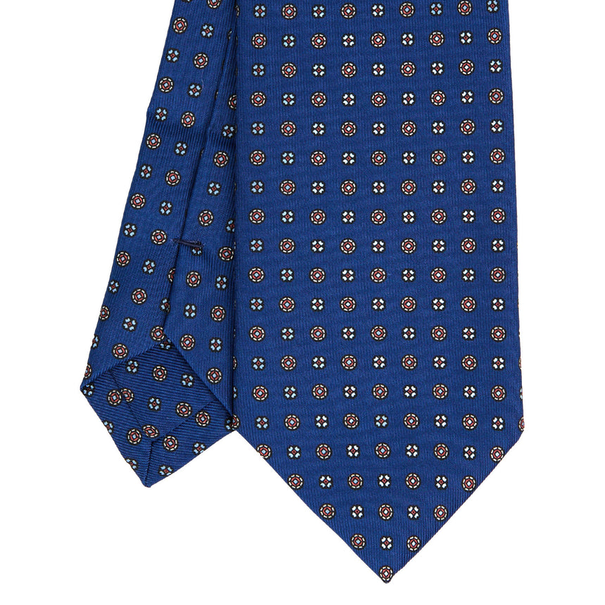 BLUE EXTRA LONG PRINTED SILK TIE