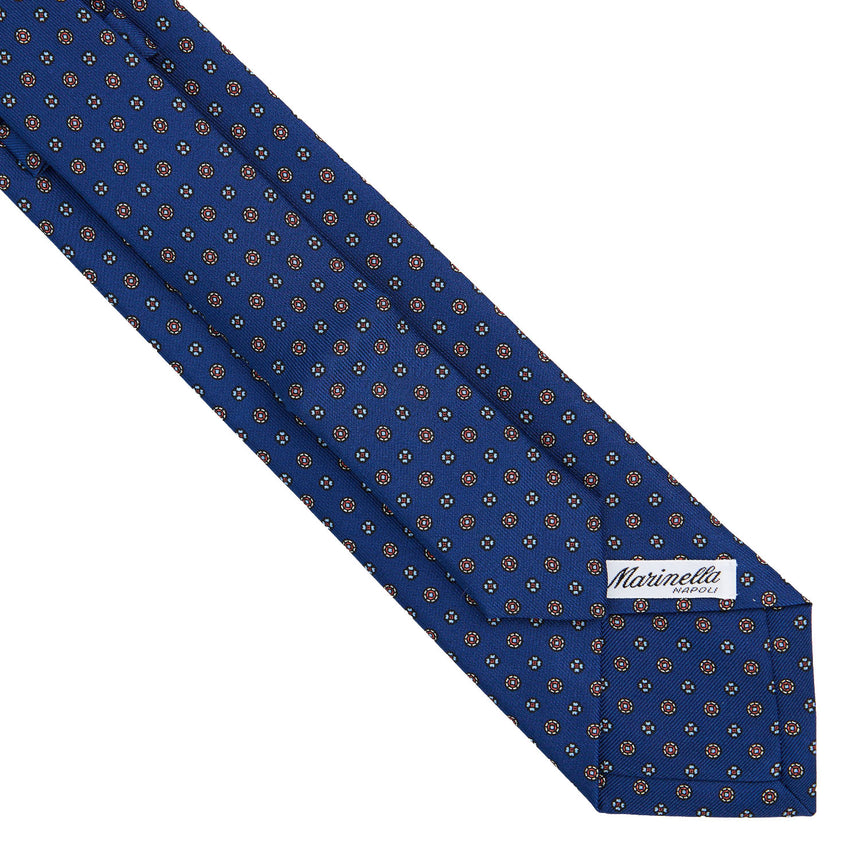BLUE EXTRA LONG PRINTED SILK TIE