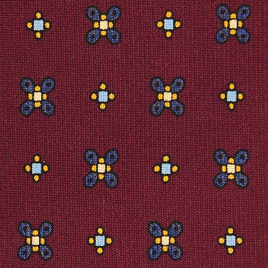 CRAVATTA EXTRA LONG IN SETA STAMPATA BORDEAUX