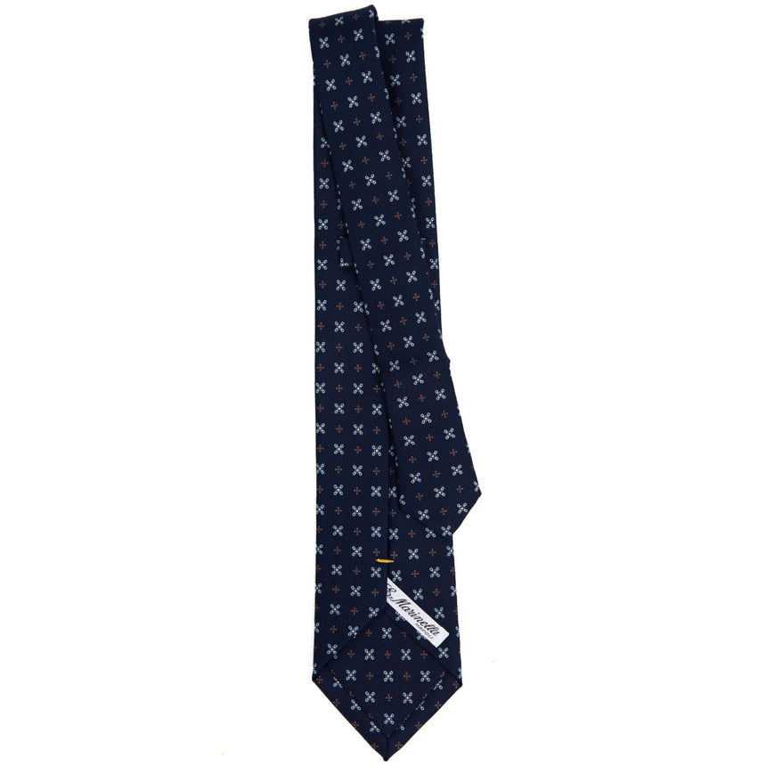CRAVATTA EXTRA LONG IN SETA STAMPATA BLU SCURO
