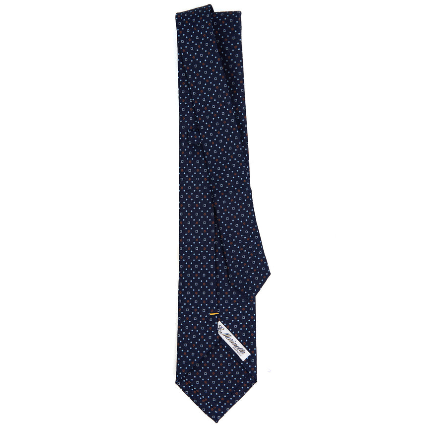 CRAVATTA EXTRA LONG IN SETA STAMPATA BLU SCURO