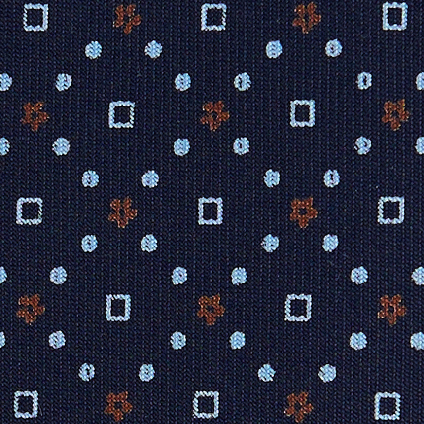 CRAVATTA EXTRA LONG IN SETA STAMPATA BLU SCURO