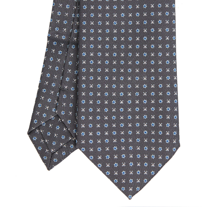 DARK GREY EXTRA LONG PRINTED SILK TIE