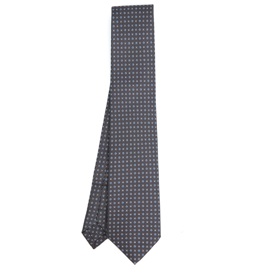 DARK GREY EXTRA LONG PRINTED SILK TIE