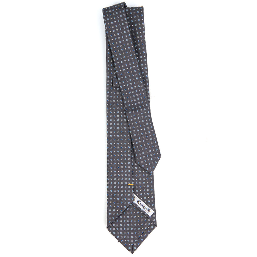 DARK GREY EXTRA LONG PRINTED SILK TIE
