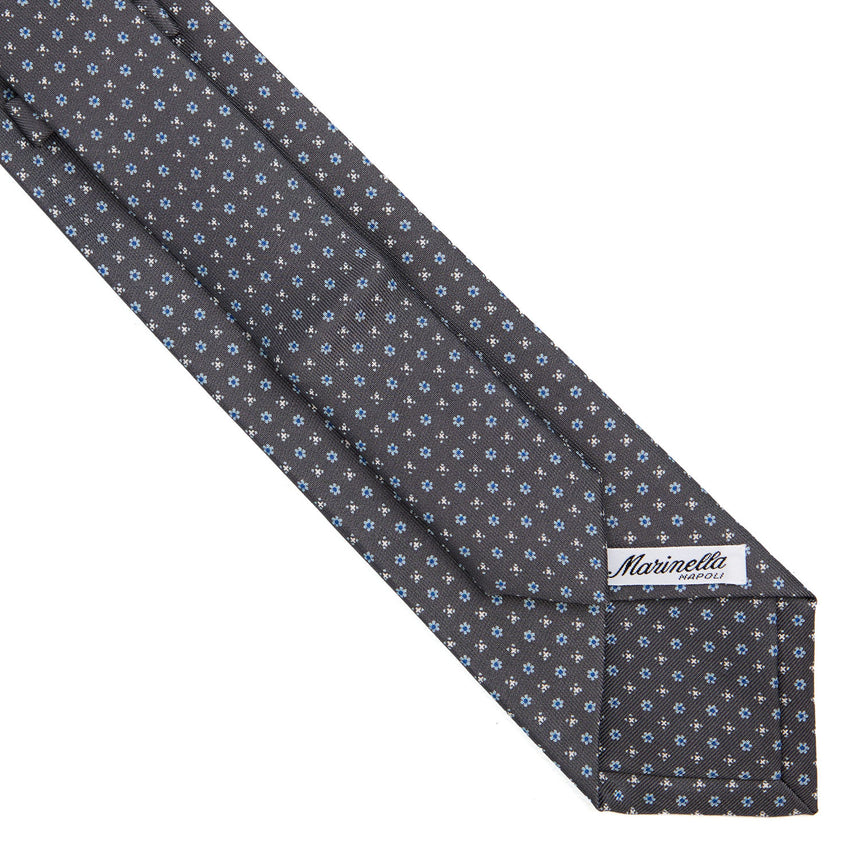 DARK GREY EXTRA LONG PRINTED SILK TIE
