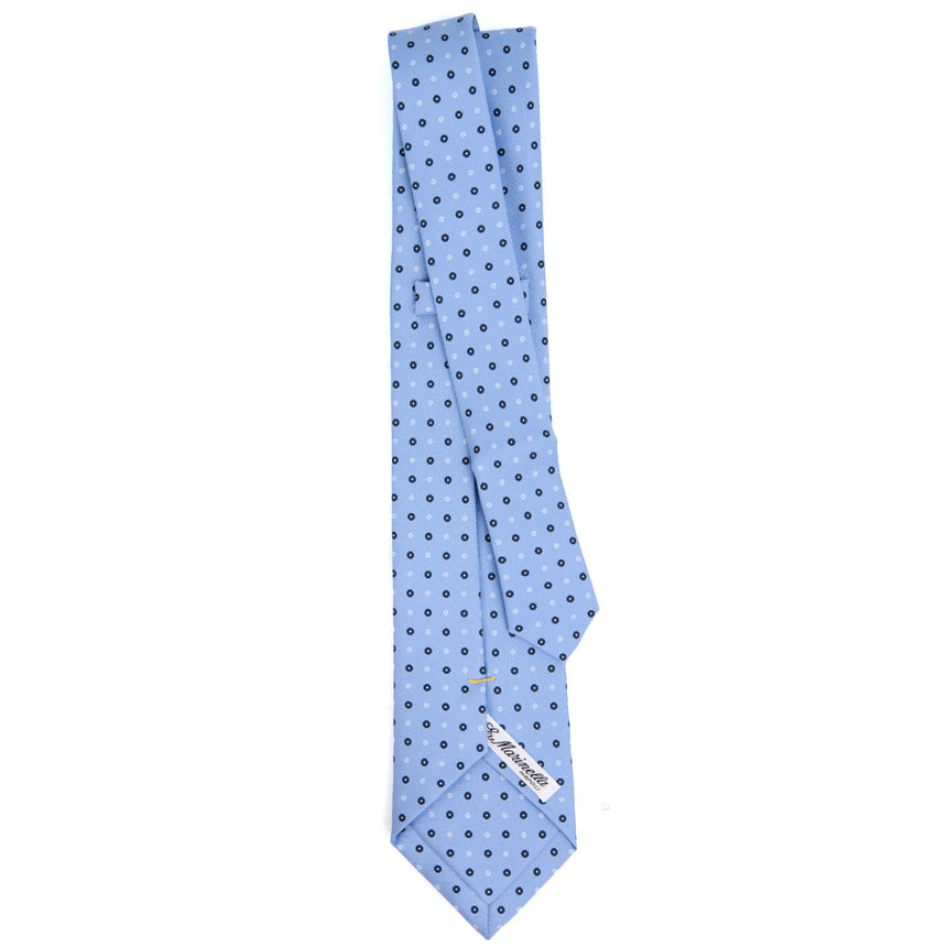 LIGHT BLUE EXTRA LONG PRINTED SILK TIE