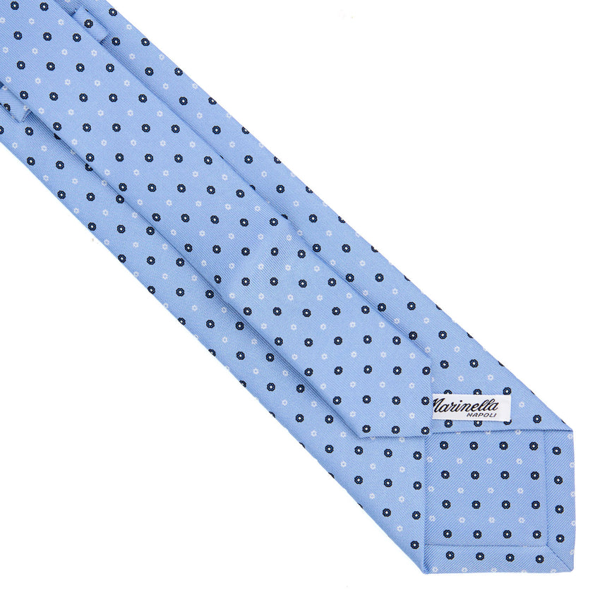 LIGHT BLUE EXTRA LONG PRINTED SILK TIE