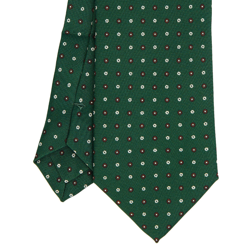 DARK GREEN EXTRA LONG PRINTED SILK TIE