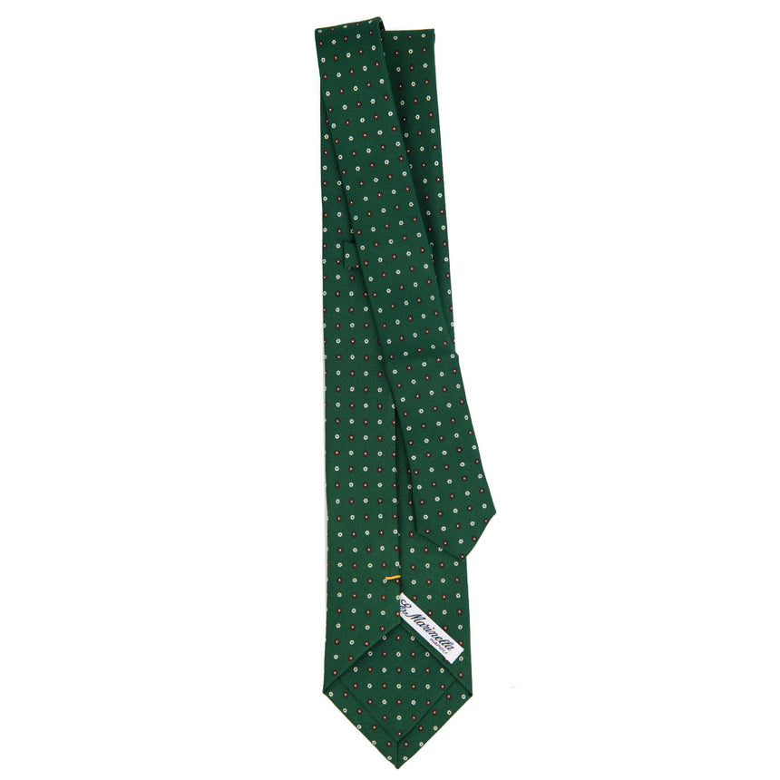 DARK GREEN EXTRA LONG PRINTED SILK TIE