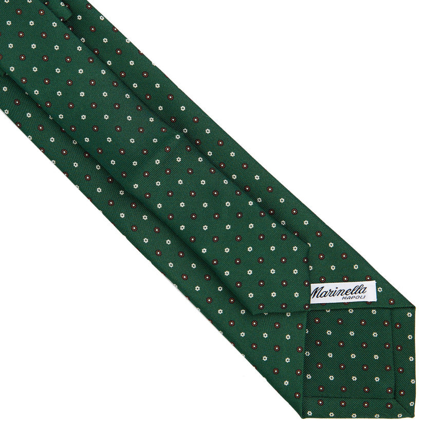 DARK GREEN EXTRA LONG PRINTED SILK TIE