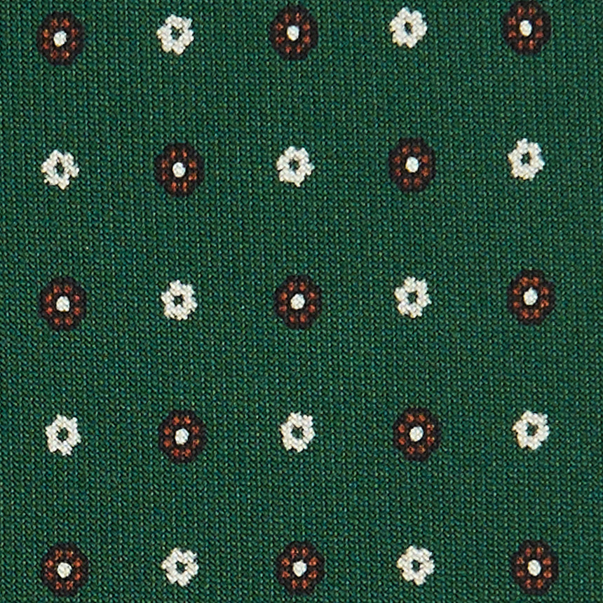 DARK GREEN EXTRA LONG PRINTED SILK TIE
