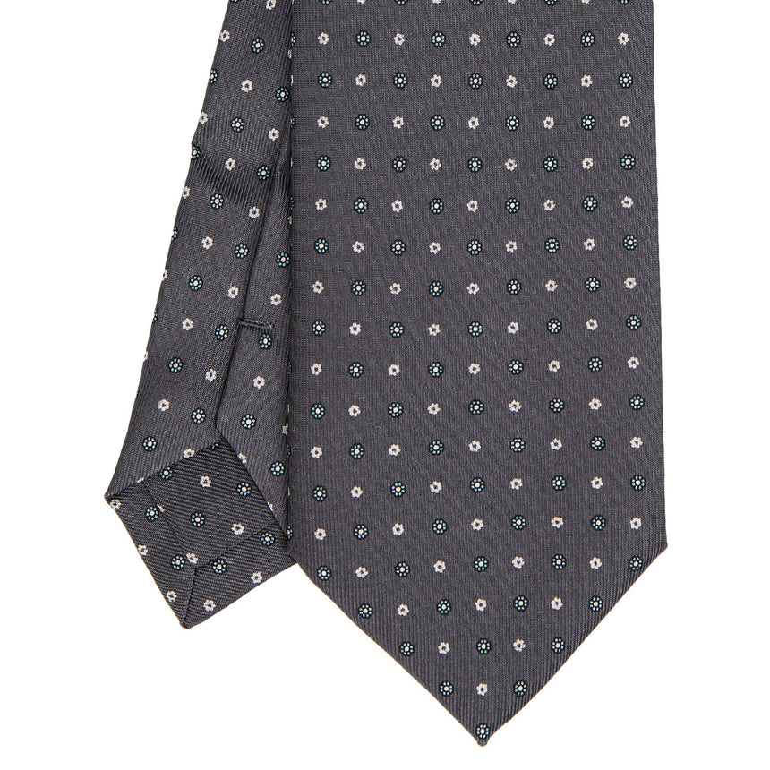 DARK GREY EXTRA LONG PRINTED SILK TIE