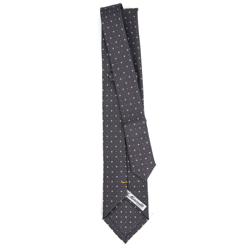 DARK GREY EXTRA LONG PRINTED SILK TIE