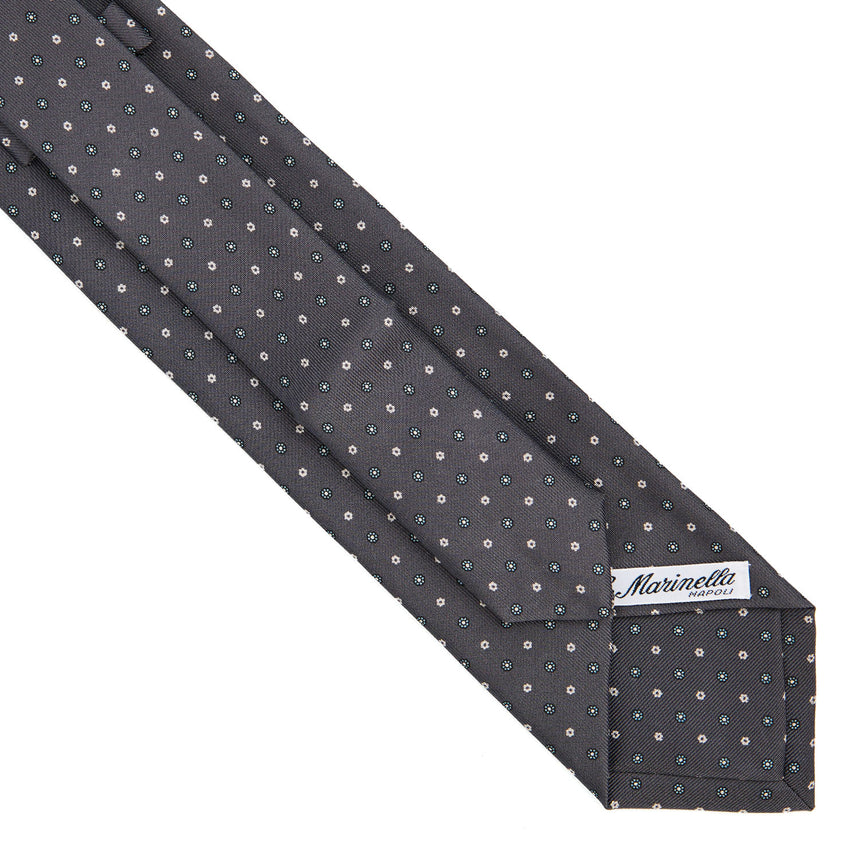 DARK GREY EXTRA LONG PRINTED SILK TIE