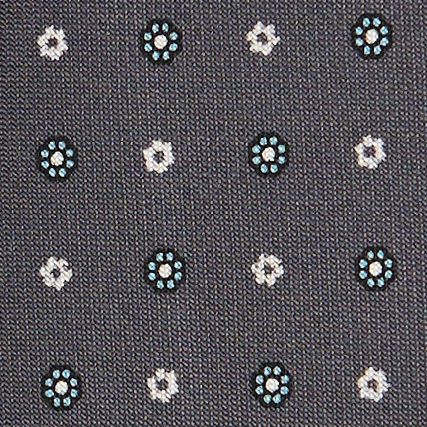 DARK GREY EXTRA LONG PRINTED SILK TIE