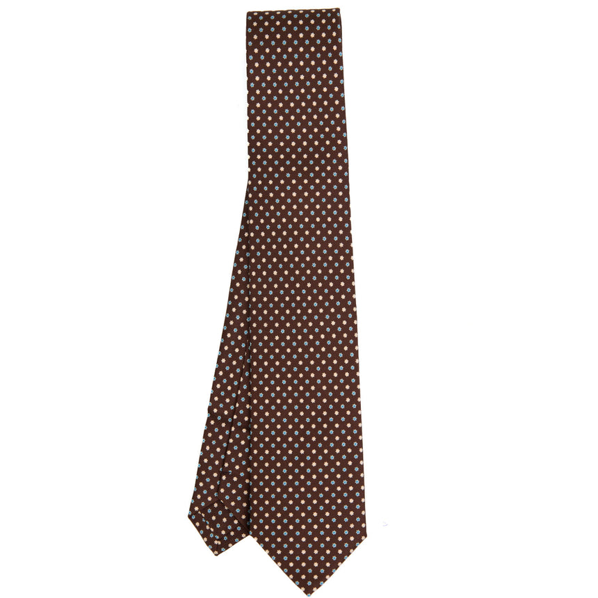 DARK BROWN EXTRA LONG PRINTED SILK TIE