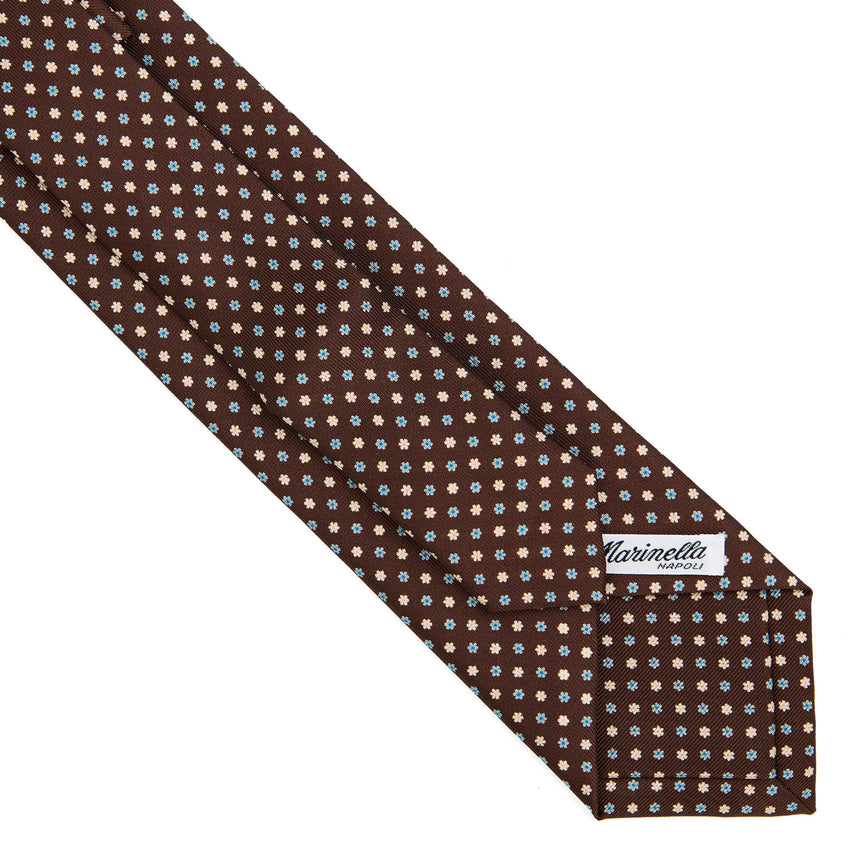 DARK BROWN EXTRA LONG PRINTED SILK TIE