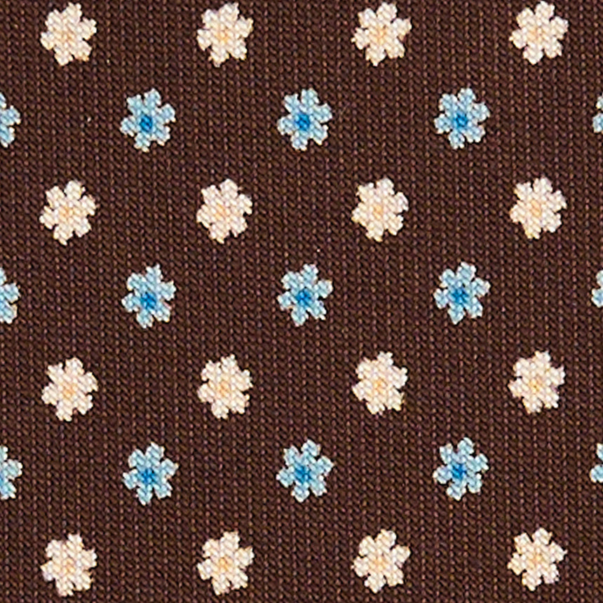 DARK BROWN EXTRA LONG PRINTED SILK TIE
