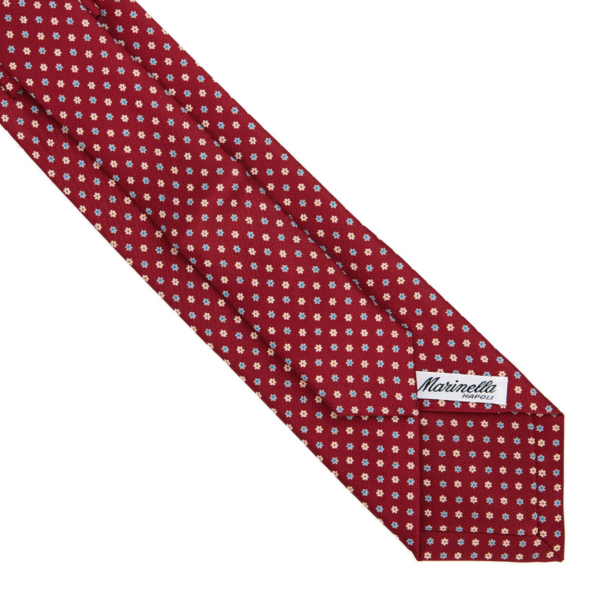CRAVATTA EXTRA LONG IN SETA STAMPATA BORDEAUX
