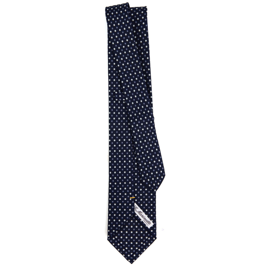DARK BLUE EXTRA LONG PRINTED SILK TIE