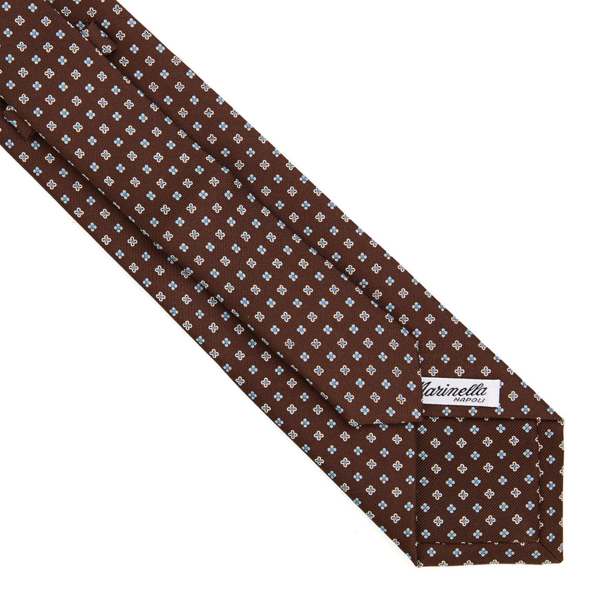 DARK BROWN EXTRA LONG PRINTED SILK TIE