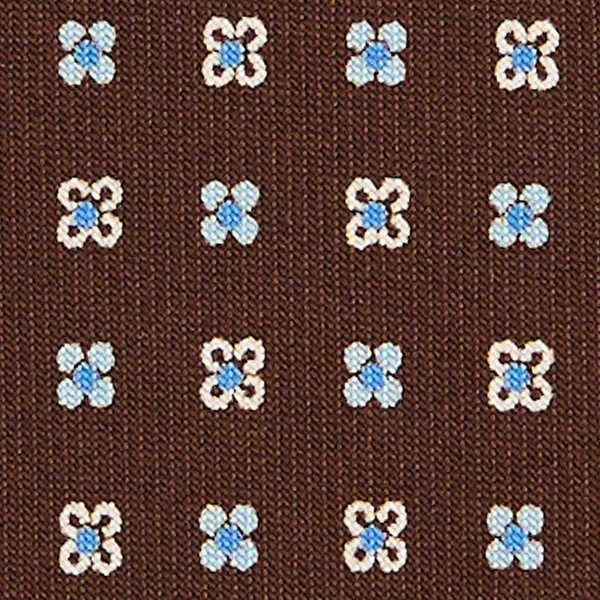 DARK BROWN EXTRA LONG PRINTED SILK TIE
