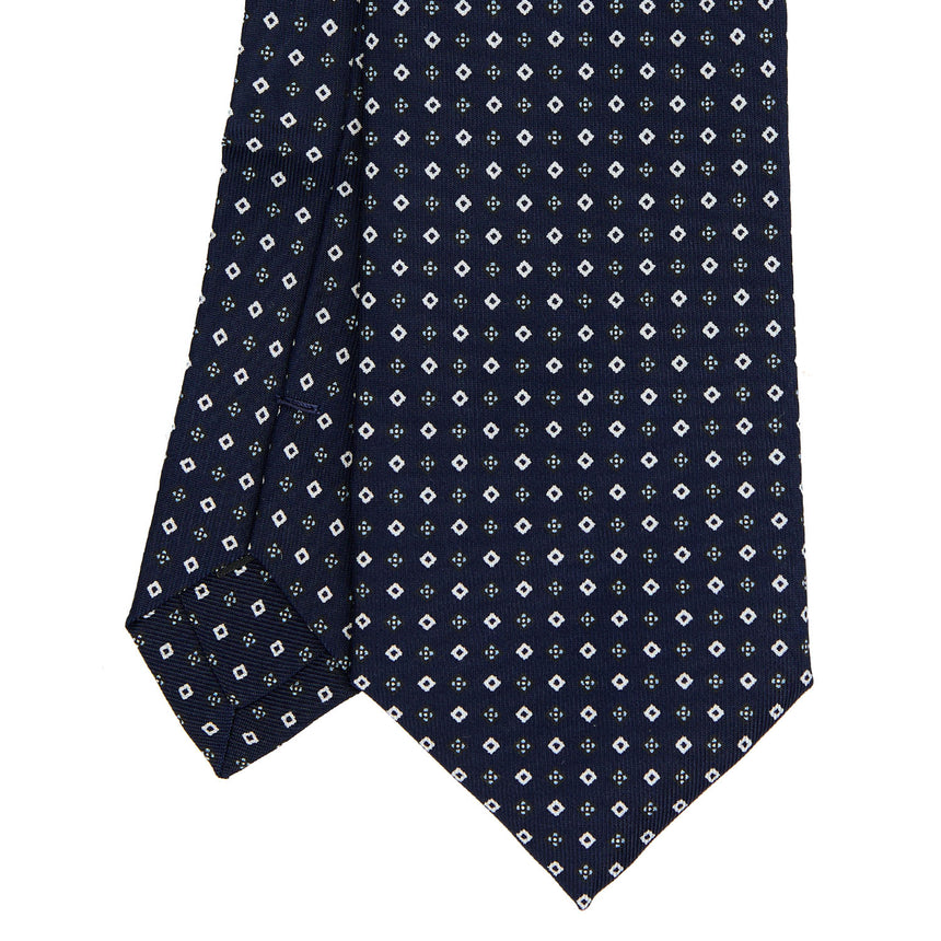 DARK BLUE EXTRA LONG PRINTED SILK TIE
