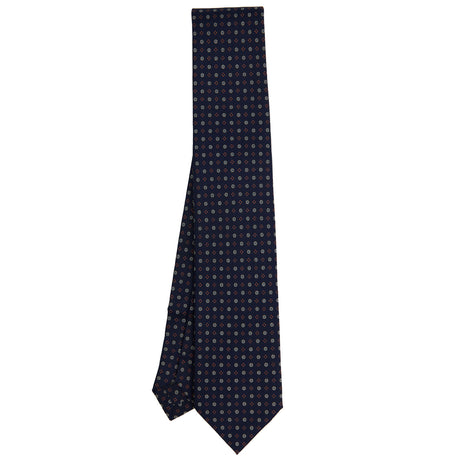 DARK BLUE EXTRA LONG PRINTED SILK TIE