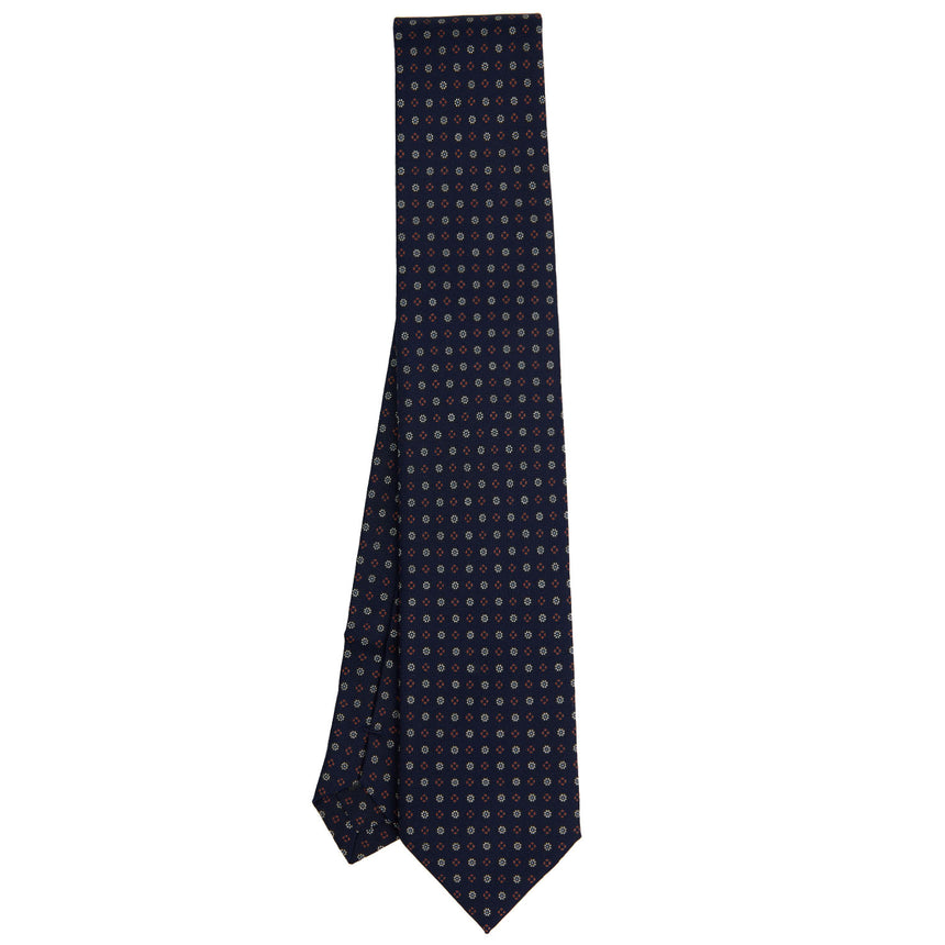 DARK BLUE EXTRA LONG PRINTED SILK TIE