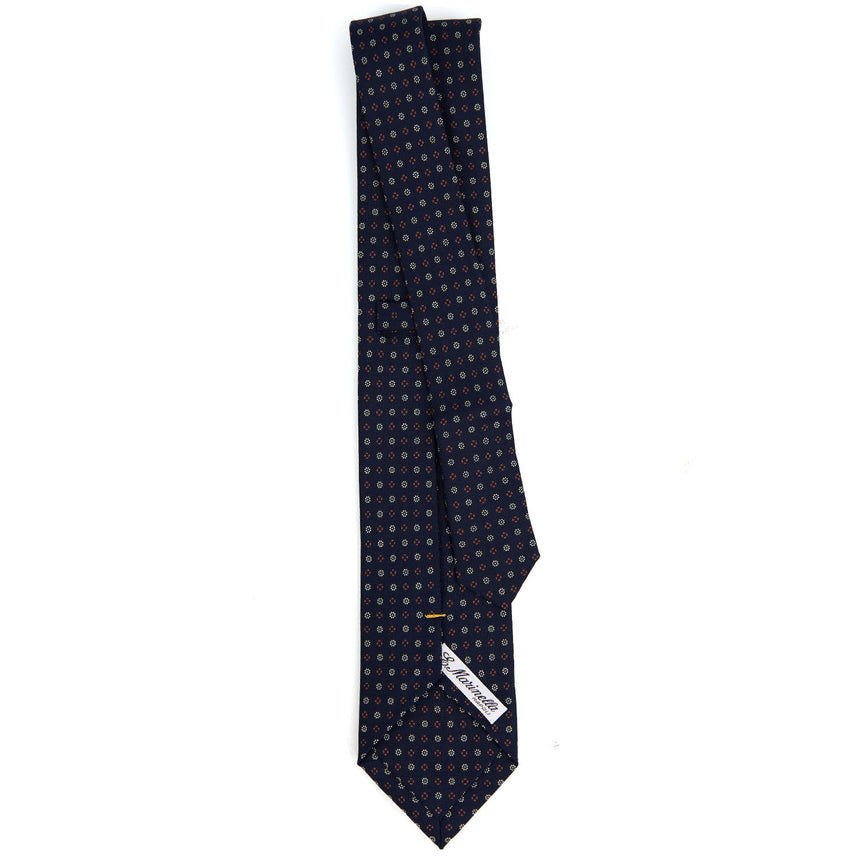 DARK BLUE EXTRA LONG PRINTED SILK TIE