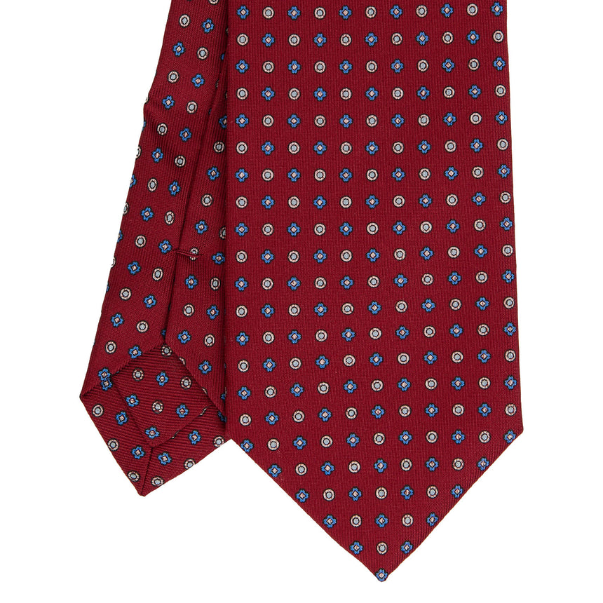 BURGUNDY EXTRA LONG PRINTED SILK TIE