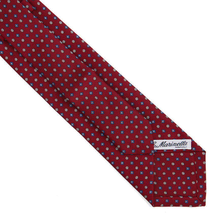 BURGUNDY EXTRA LONG PRINTED SILK TIE