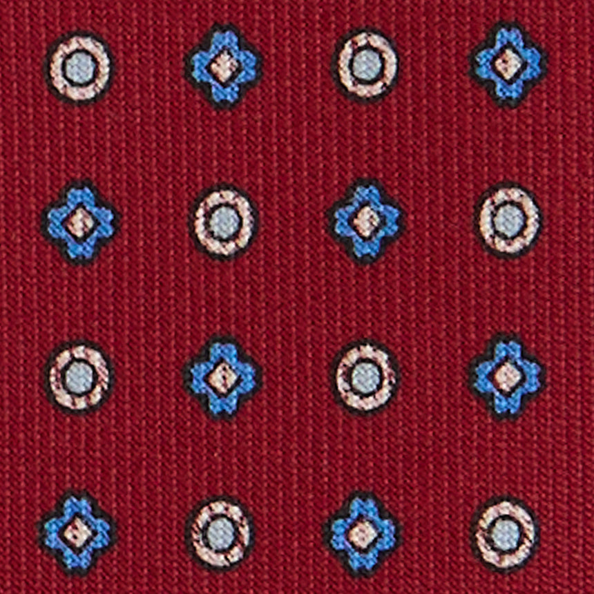 BURGUNDY EXTRA LONG PRINTED SILK TIE