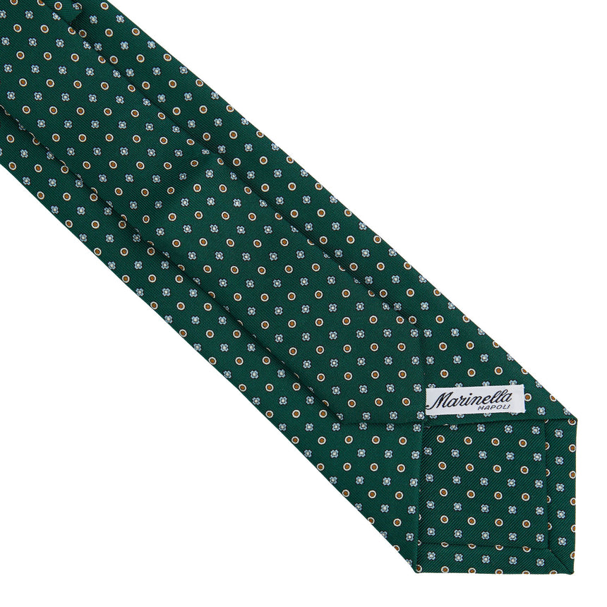 CRAVATTA EXTRA LONG IN SETA STAMPATA VERDE SCURO